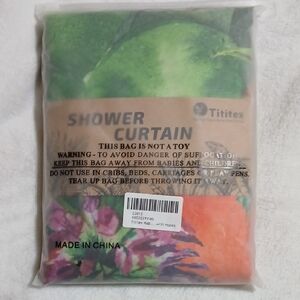 Green Floral Printed Shower Curtain